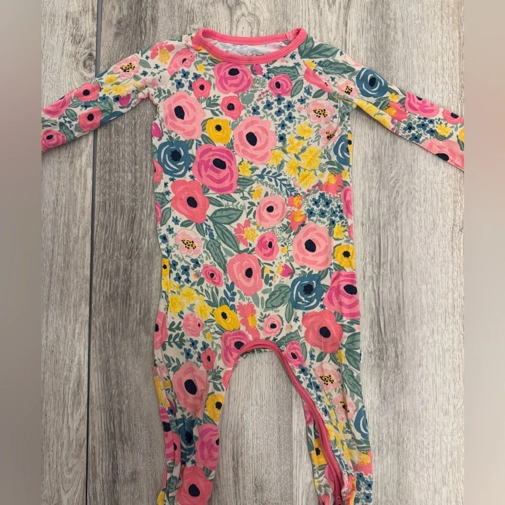 Little Sleepies Pink Floral Footies Pajamas